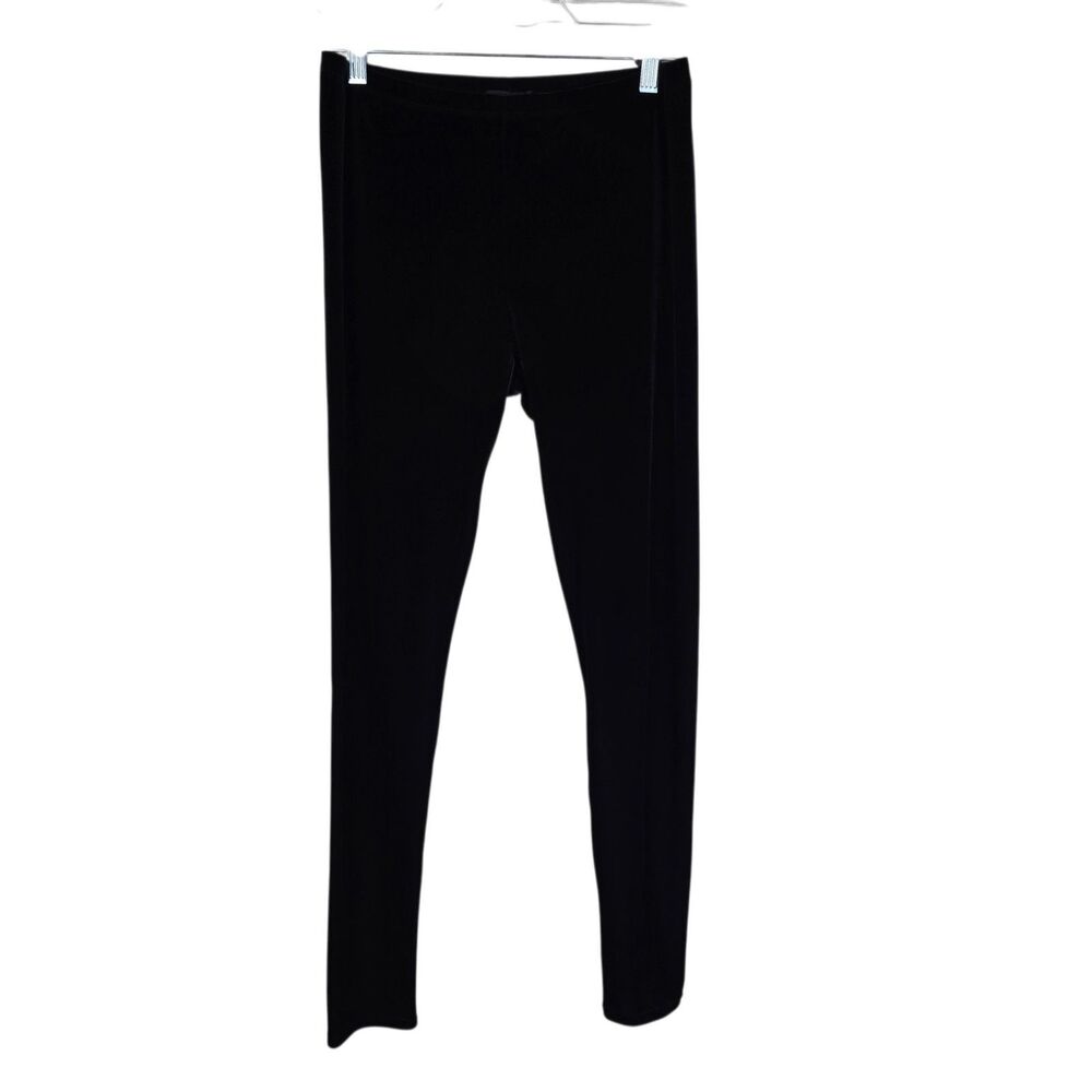 Eileen Fisher Black Stretch Velour Pull On Ankle Leggings XS Black Minimalist